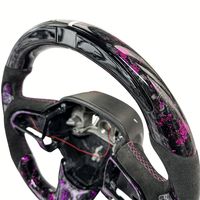 Produit phare : Volant sport à 3 branches en fibre de carbone forgée violette avec LED pour Chrysler 200 300 R/T SRT