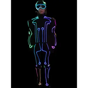 Tron LED suit legacy costume Cosplay Fiber optic outfit neon Light up suit clothing Warrior Disco DJ dance show performance