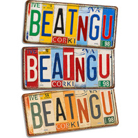 Letrero Metálico Vintage con Letras Beatingu, Placa de Metal Rústica, Decoración de Pared de Garaje Estilo Antiguo