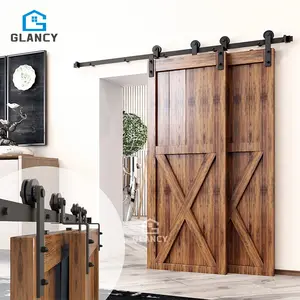 Pintu kayu padat Modern Amerika, pintu gudang kayu Solid