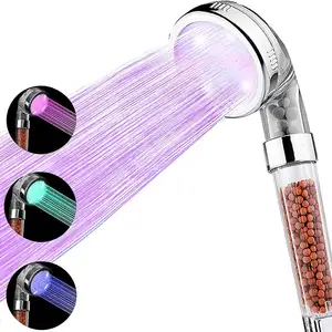 אמבטיה צבע שינוי Led מקלחת ראש טמפרטורת תצוגת ויטמין מקלחת ראש 7 צבע תאורה