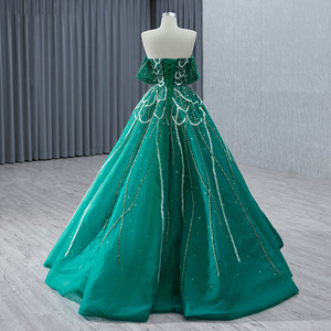 Robes de soirée à manches courtes avec applications en tulle, robe de soirée pour femmes, style arabe Dubaï RSM231001 - Product Image 3