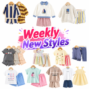 <b>Mixed</b> Kids Summer Clothing Sets Cotton Two Piece Outfits Boys Girls Toddler Wholesale Factory Clearance Stock - Product Image 1