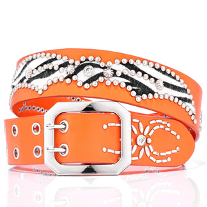 Cinturón Vaquero Occidental de Cuero PU para Hombre y Mujer, Diseño Nuevo, Moda Occidental, Estilo Vaquera Y2K, con Tachuelas y Pedrería, Cinturón de Araña - Product Image 1