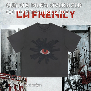 T-shirt en coton lourd à manches longues pour homme, de marque personnalisée, décontracté, surdimensionné, 240 grammes, motif géométrique d'été - Product Image 2