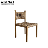 WISEMAX FURNITURE Chaise de salle à manger vintage à usage domestique Chaise de salle à manger en bois de frêne Corde d'herbe Chaise d'accoudoir de salle à manger classique pour hôtel restaurant