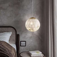 Suspension LED Moderne en Cuivre avec Globe Décoratif en Marbre Espagnol Effet Flocon de Neige Naturel, Hauteur Réglable, Luminaire en Albâtre