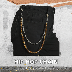 Hedus deportes al por mayor estilo Hip Hop hebilla de aleación de Metal 8mm ancho cinturón Bola con cuentas colgante en capas para hombres mujeres regalo billetera - Product Image 2