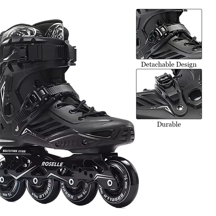 Großhandel 4-Rad-Roller-Schuhe tragbar schwarz blinkender Roller Inline-Schuhe für Erwachsene