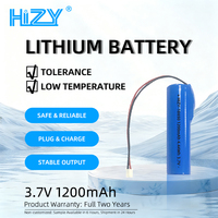 Batterie rechargeable au lithium-ion HIZY 3.7V 1200mAh 18650, pack de batteries 4.44Wh avec protection PCM et connecteur de câble, modèle HIZY-18650-3.7V-1200mAh