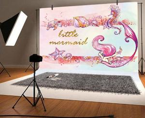 Décor de fête d'anniversaire <span class=keywords><strong>petite</strong></span> sirène, toile de fond bleue, 7x5 pieds <span class=keywords><strong>sous</strong></span> <span class=keywords><strong>la</strong></span> mer, coquillages, pour filles - Product Image 2