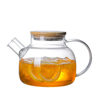 Ensemble de théière en verre au design moderne, résistant à la chaleur, récipient transparent pour jus de fruits avec poignée pour le thé, la limonade, outil de cuisine en stock
