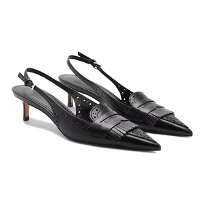 लक्जरी डिजाइनर कार्यालय जूते स्लिप-ऑन पॉइंट पैर के अंगूठे उथले मुंह एकल पंप काले रंग की एड़ी हल्के - Product Image 1