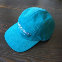 Gorra de béisbol azul personalizada de 5 paneles con cordón de pana, gorra lisa estilo campamento con correa y visera plana desestructurada