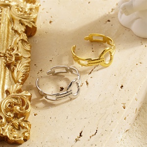 Personalized Vintage Gold Plated Fashion Fine Jewelry Stainless Steel <b>Adjustable</b> <b>Rings</b> for Women - Product Image 4