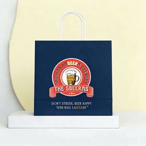 Custom <b>Extra</b> <b>Large</b> Kraft Paper Bag with Twisted Handle for Fast Food Takeaway <b>Printed</b> Logo Eco Reusable Wholesale - Product Image 3