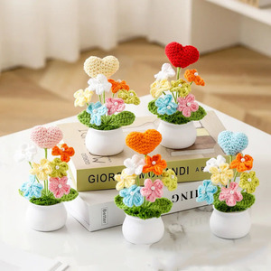 Wholesale <b>Wool</b> Knitted Small Potted Cute Home Ornament Handmade Flower Pot Crochet - Product Image 1