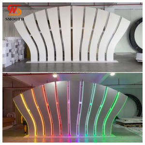 SMOOTH Led White Acrylic <b>Fan</b>-shaped Backdrop <b>Wall</b> Multi Layer Wedding Backdrop Arch For Wedding Decoration - Product Image 1