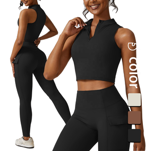 Custom Breathable High Strength Shock-proof Running Tight Yoga Sportswear Zipper Sports Pilates Gym Fitness Sets