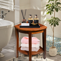 Banc d'angle flottant antidérapant en teck pour salle de bain 2026, idéal pour personnes âgées, facile à utiliser comme repose-pieds