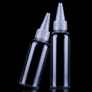 Plastik PET 100ml titik rambut Minyak Nozzle botol pigmen dengan tutup Putar