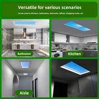 Plafonniers LED intégrés à motif floral Ciel bleu Nuages blancs, dalles de plafond suspendu en fer 6500K CRI 80-90 1600 Lumens