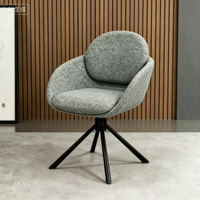 Chaise de salle à manger pivotante moderne en tissu bouclé, chaise d'appoint ergonomique avec pieds en métal noir, chaise de loisirs pour salle à manger, salon, maison