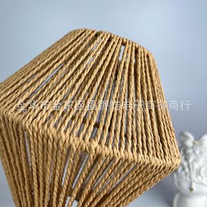 Retro Hemp <b>Rope</b> Woven Chandelier Lampshade For Living Room Study Hotel Home Decor Single Head <b>Led</b> Light Source - Product Image 2