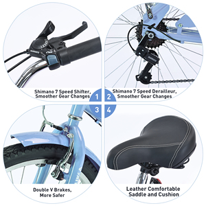 ZUKKA 26インチビーチ自転車7スピードクルーザー自転車女性用スチールフレームとVブレーキ付き - Product Image 4