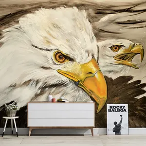 มือวาดความงามศิลปะนามธรรม Eagle ภาพจิตรกรรมฝาผนังห้องนั่งเล่นทีวีพื้นหลังผนังวอลล์เปเปอร์วอลล์เปเปอร์ผนัง