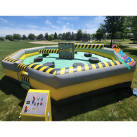 Jeu d'obstacles gonflable de défi pour adultes, thème 'Mechanical Meltdown Wipeout', en PVC, avec horloge rotative, pour fêtes, carnavals et événements sportifs