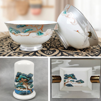 Juego de vajilla de lujo de 52 piezas de fina porcelana de hueso, con platos y cuencos decorados con pintura china.