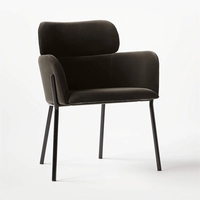 Fauteuil d'appoint moderne en tissu gris beige avec pieds en métal noir et blanc, fauteuil rembourré pour la maison, le bureau ou le salon
