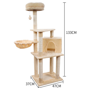 Deluxe DIY pohon kucing menara Kondominium besar Modern mewah kayu memanjat <span class=keywords><strong>Post</strong></span> Kitten Furniture Pet Play - Product Image 5