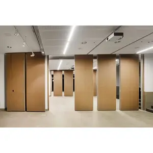 Meeting room move on ceiling track sliding folding wood partition door movable partition walls