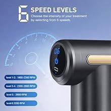 Pistola de Masaje para Alivio del <span class=keywords><strong>Dolor</strong></span> Muscular Profundo, Portátil, 12 Cabezales de Masaje, 6 Velocidades, Pantalla LCD, Motor sin Escobillas, Terapia de Calor - Product Image 6