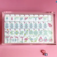 Nouveau jeu de Mahjong américain en acrylique vert clair monocouche 160 tuiles, pliable et portable pour les voyages et les fêtes, modèle 2026, vente chaude
