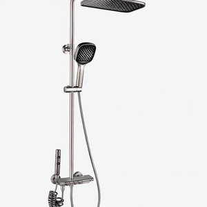 Ensemble de douche exposé avec clavier de piano <span class=keywords><strong>à</strong></span> affichage numérique, pomme de douche de style pluie gris canon, mitigeur de salle de bain, vente chaude - Product Image 1