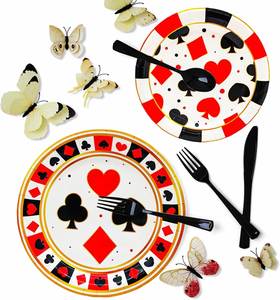 Platos de Papel Modernos para Cena con Temática de Póker y Casino, 9 x 9 Pulgadas, Decoraciones Elegantes para Fiestas de Cumpleaños y Casino - Product Image 1