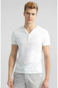 Camiseta de Manga Corta Lisa con Cuello en V, Corte Ajustado, Estilo Casual Elegante, en Jersey, Spandex/Algodón, Antiencogimiento - Product Image 6