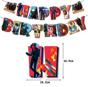 Decoración regalo niños juguetes Banner Cake Topper Skibidi inodoro altavoz TV Camara hombre banderas Feliz <span class=keywords><strong>cumpleaños</strong></span> Anime fiesta globos - Product Image 4