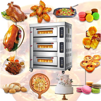 Four à gaz commercial personnalisé à 3 niveaux et 6 plateaux, commandé par bouton avec affichage LED et protection contre la surchauffe pour boulangerie