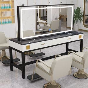 Station de maquillage avec miroir de salon et armoire de rangement, miroir simple ou double face pour salon de coiffure et domicile - Product Image 5