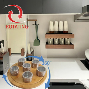Bandeja giratoria de bambú, plato giratorio redondo de 360 grados para almacenamiento en la cocina, plato para servir alimentos, fácil de limpiar, acabado sin tratar - Product Image 4