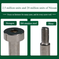 Vis à tête fraisée hexagonale en acier inoxydable 304, à axe lisse, à positionnement limité, métrique, grade 6.8
