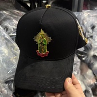 Casquette à visière incurvée en daim noir avec logo personnalisé, emblème métallique Notre-Dame Vierge Marie Guadalupe, halo soleil, croix dorée, Gorras pour hommes