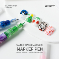 Marqueurs pour nail art Vinimay 0,5 mm, ensemble de stylos à vernis, 12 couleurs, vernis à ongles à base d'eau, marqueur pour stylo à vernis, stylo de peinture de haute qualité pour salon