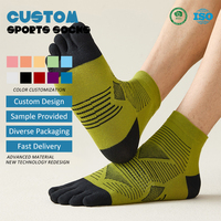 Nouvelles chaussettes de sport pour hommes, en coton peigné, sans couture, élastiques, antidérapantes, à cinq doigts, pour marathon et randonnée