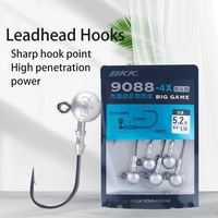 Kail Pancing Jig Head Kuat BKK 9088-4X, Diperkuat untuk Air Tawar dan Air Asin, untuk Ikan Bass dan Ikan Besar