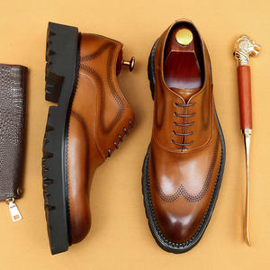 Zapatos de boda con grabado de brocado con plataforma informal de negocios formal de cuero genuino para hombre - Product Image 5